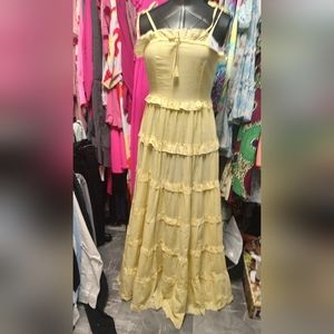 Yellow and white long maxi dress